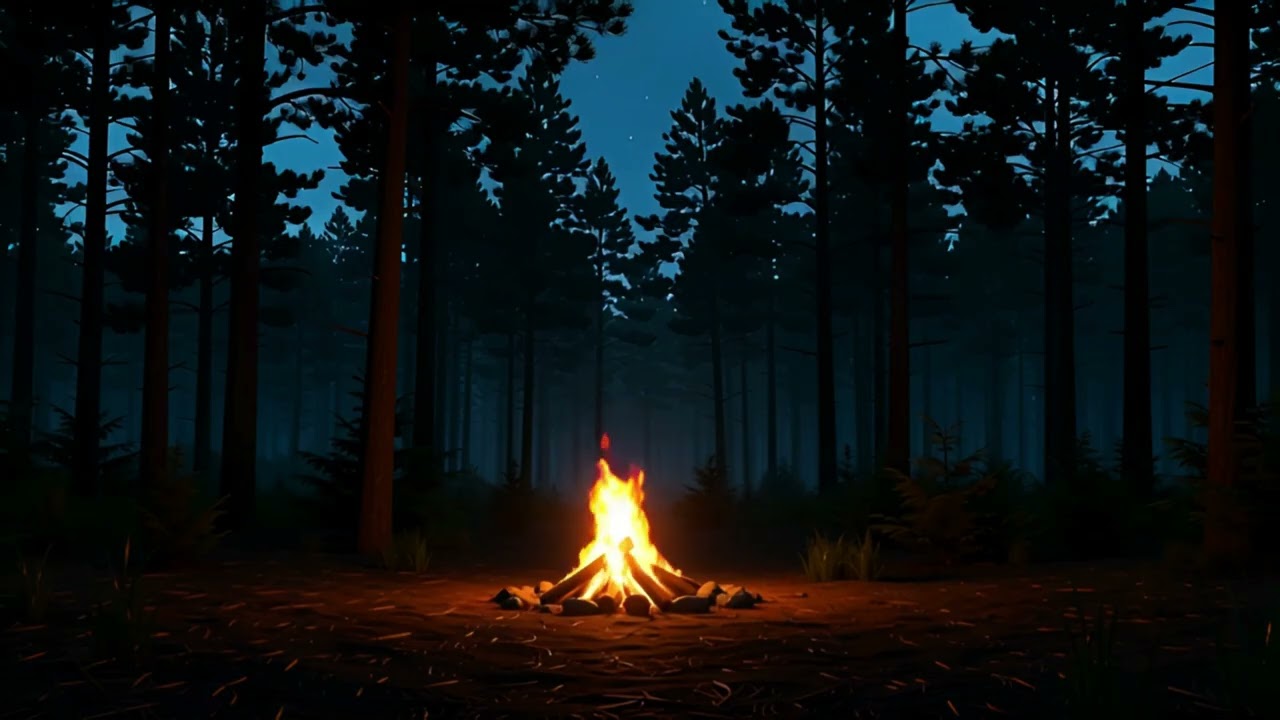 Forest Campfire at Night 🌲🔥 | Cozy Sleep Ambience (No Music)