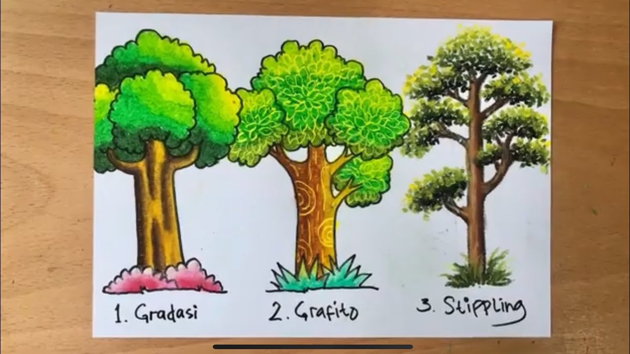 Tiga Teknik Mewarnai dengan Oil Pastel : Gradasi, Graffito / Kerik & Stippling / Totol untuk Anak