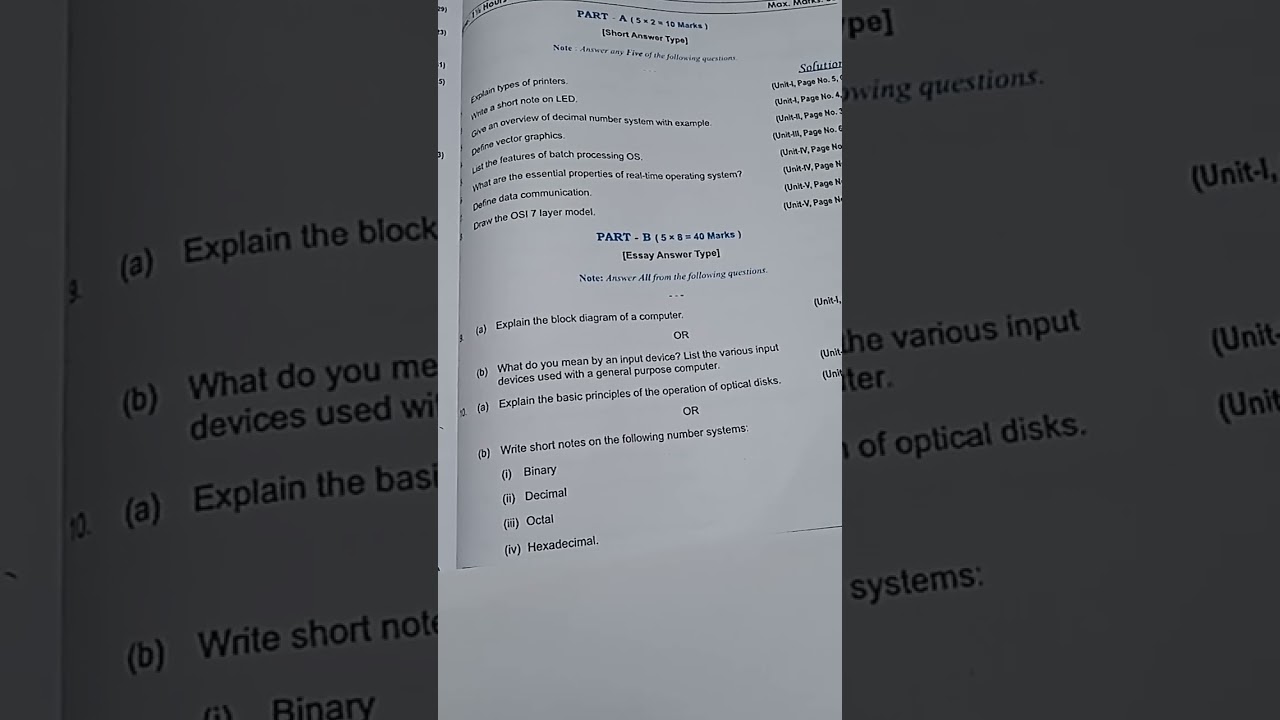 Degree ou 1st sem FIT important questions and model paper for bcom computers applications