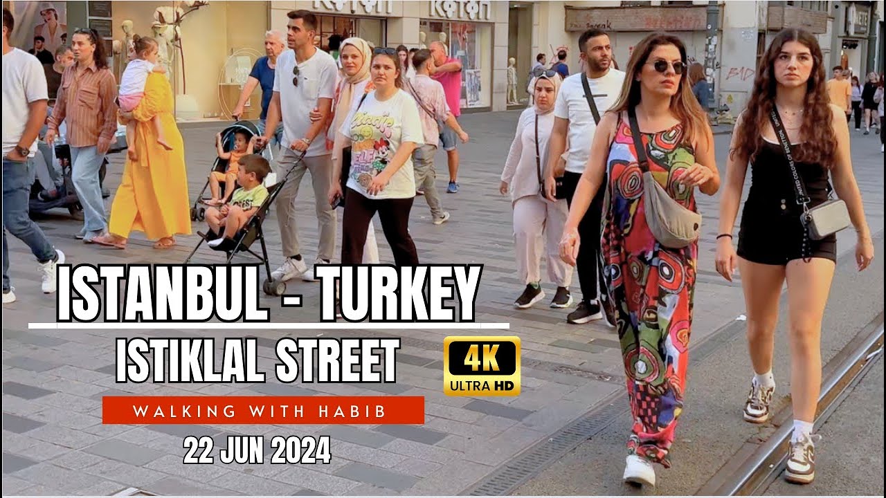 Exploring Istiklal Street: Street Food, Souvenirs, and Lively Cafes & Euro 2024 match  | 4K