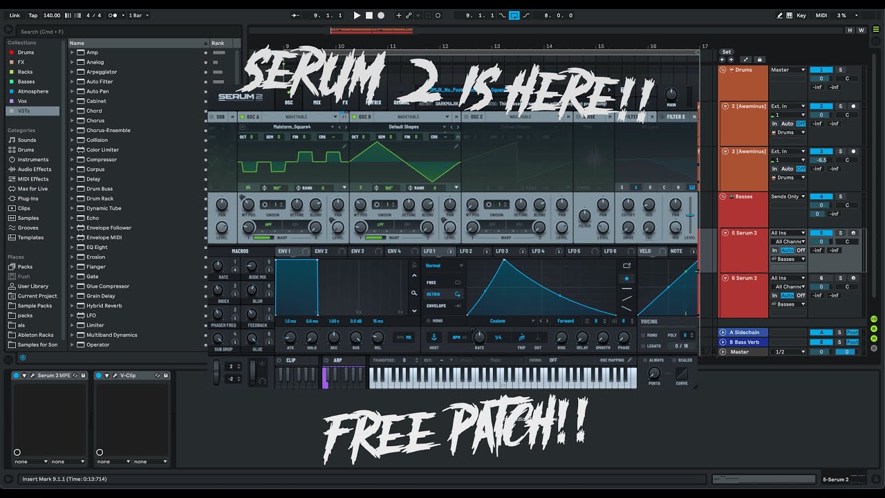 How to make a SQUARE4 RIDDIM BASS in SERUM 2 with NO POST PROCESSING [FREE PATCH]