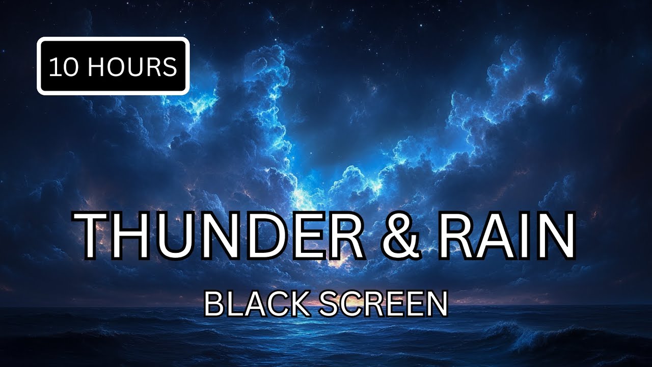 10 Hours Distant Thunder Sounds & Gentle Rain, Black Screen  Deep Sleep & Relaxation 4K