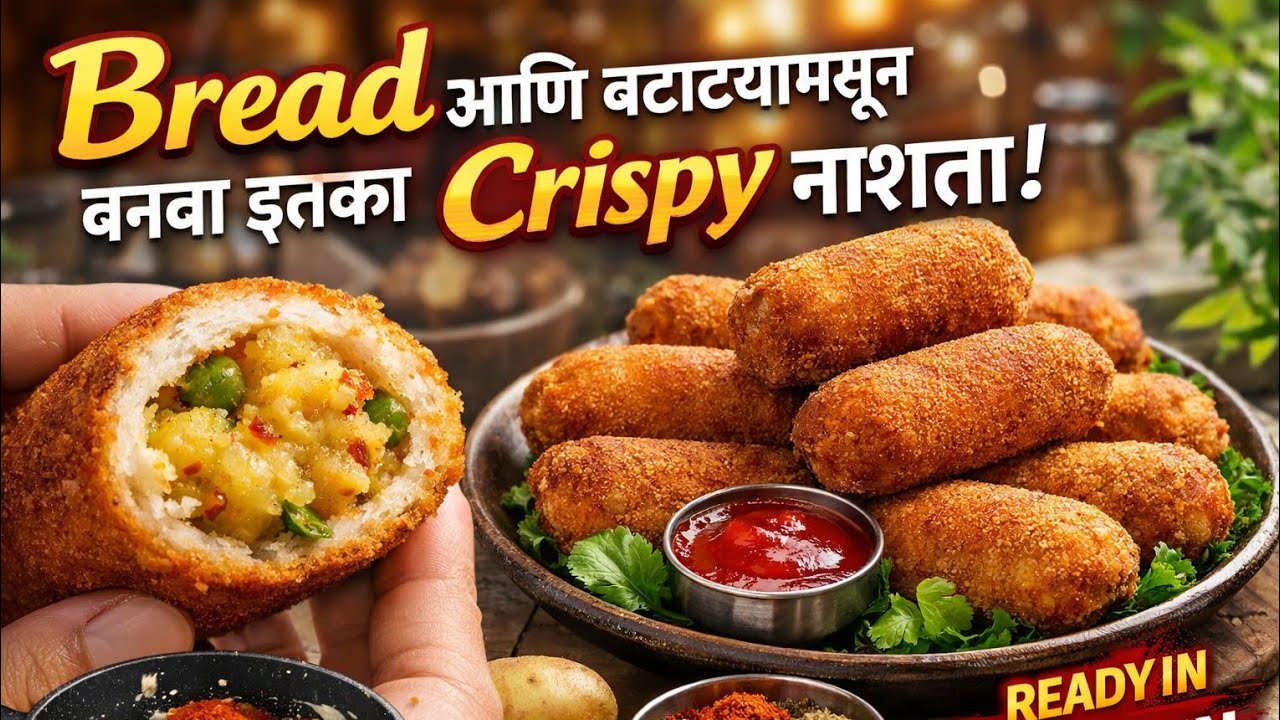 कुरकुरीत ब्रेड रोल रेसिपी | फक्त 10 मिनिटात मसालेदार बटाटा स्टफिंग | झटपट संध्याकाळचा नाश्ता 😍