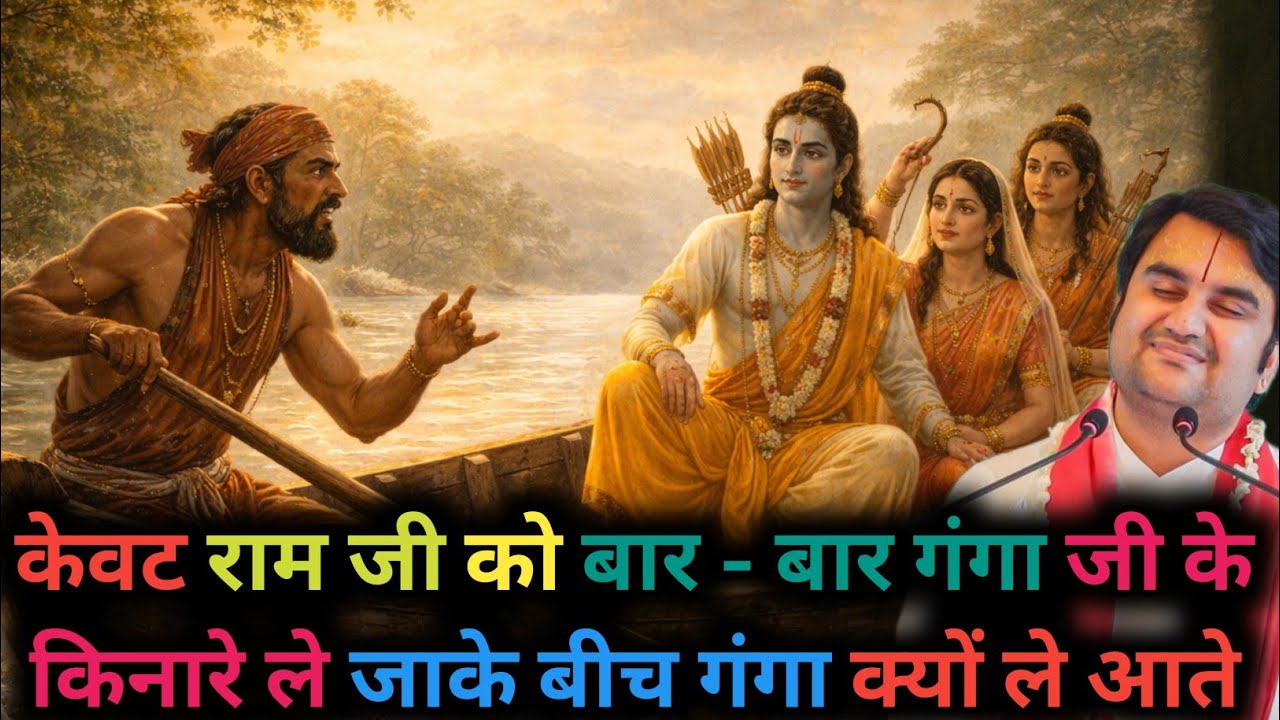 केवट राम जी बार - बार गंगा जी के किनारे ले जाके बीच गंगा क्यों ले आते?#bhaktipath #indreshji#katha 
