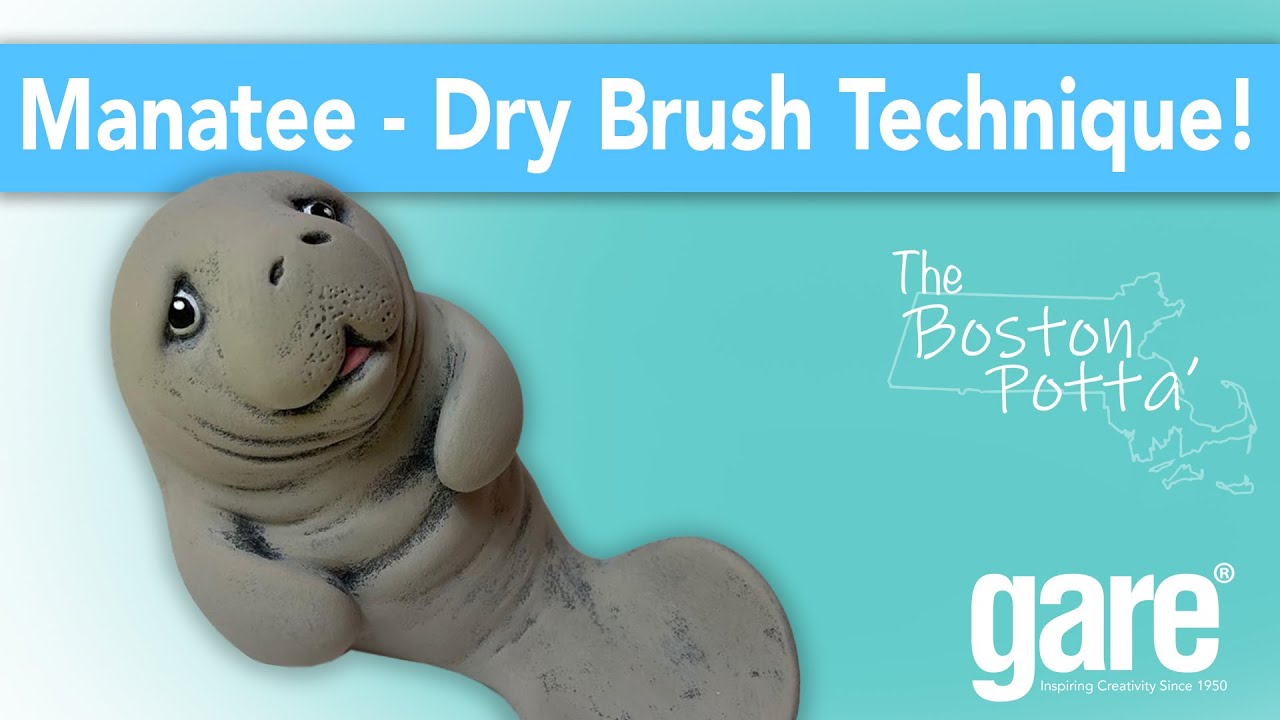 Manatee - How to Use the Dry Brush Technique for Painting Ceramic Pottery