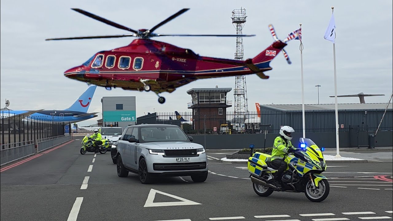 THE PRINCESS ROYAL PRINCESS ANNE SEEN ARRIVING AT LONDON LUTON AIRPORT IN THE ROYAL HELICOPTER 