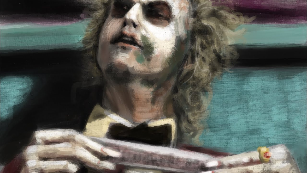Painting process for Beetlejuice Waiting room painting in Procreate