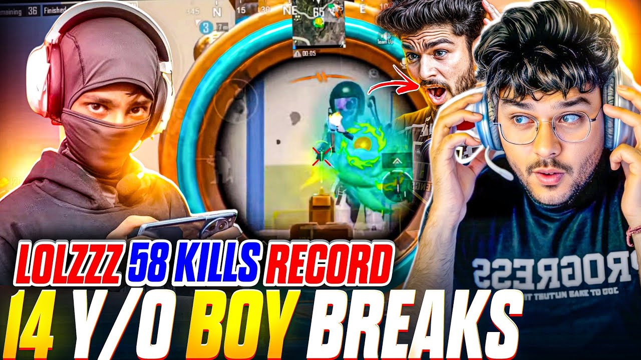 14 Y/O BOY 🤯 BREAK'S @LoLzZzGaming  58 KILLS WORLD RECORD 😍| REACTION Thor Gaming