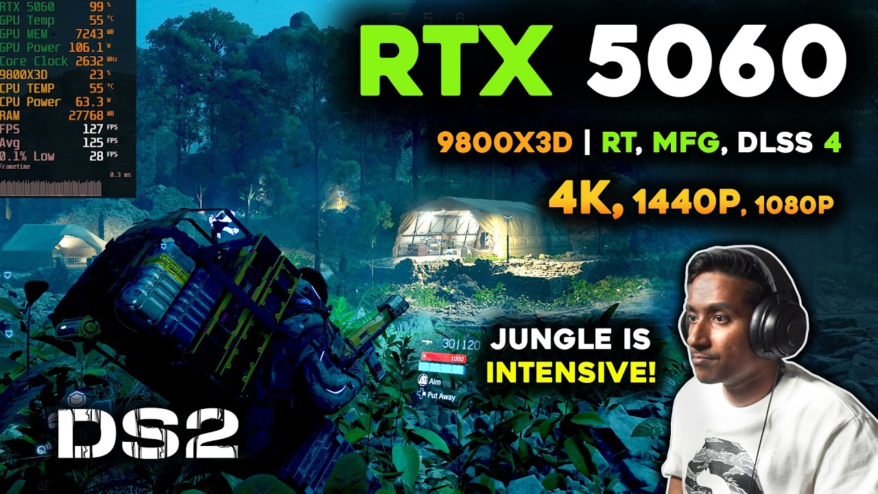 Death Stranding 2 на RTX 5060 | Песчаная буря и джунгли &mdash; тест производительности | 4K, 1440p, 1080p