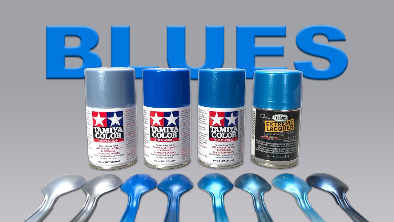 Сравнение красок Light Metallic Blue (аэрозольные лаковые краски Tamiya и Testors для пластиковых...