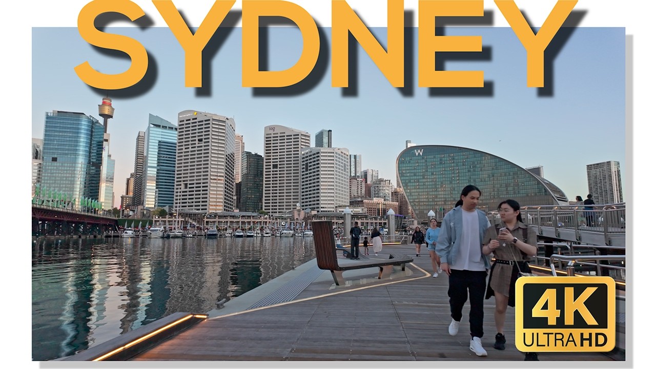 Darling Harbour Walking Tour - Sydney’s Iconic Waterfront at Sunset | Sydney Australia in 4K
