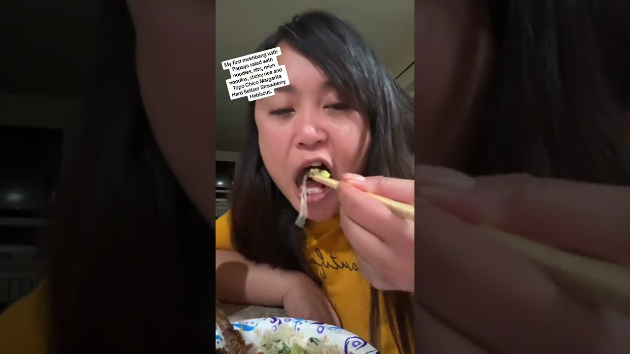 My first Mukbang!!#miennoodles#papayasaladwithnoodles #ribs#stickyrice