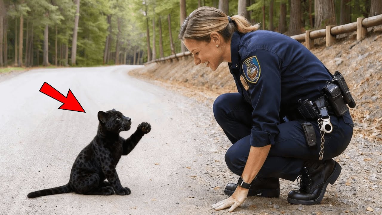 black panther baby Follows Female cop for 5km, Begging for Help, What Happens Next Is Shocking