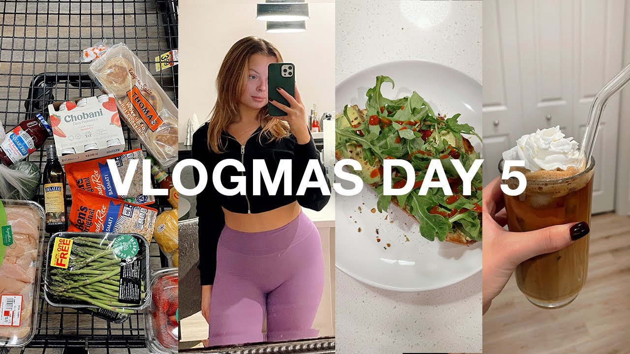 VLOGMAS DAY 5: healthy grocery haul reset, peppermint latte recipe, how i'm healing