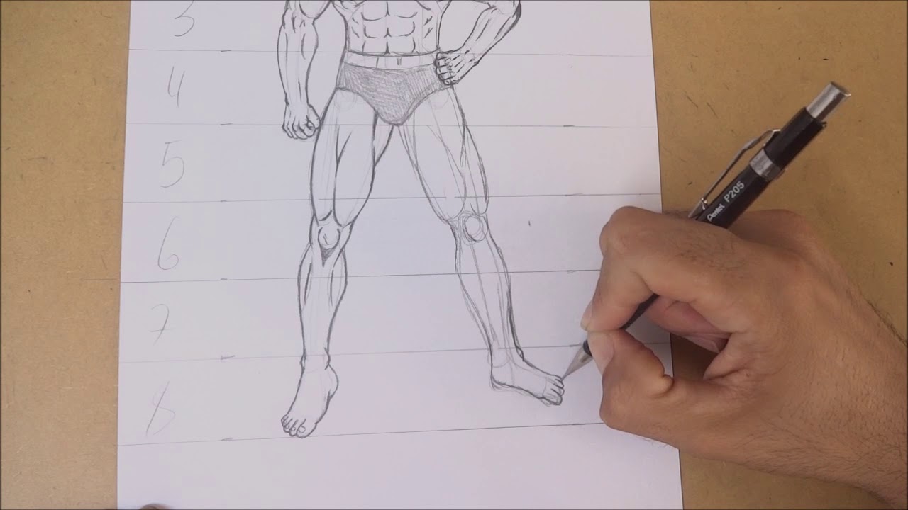 Como Desenhar o Corpo masculino Parte 4 - Pernas e Pés
