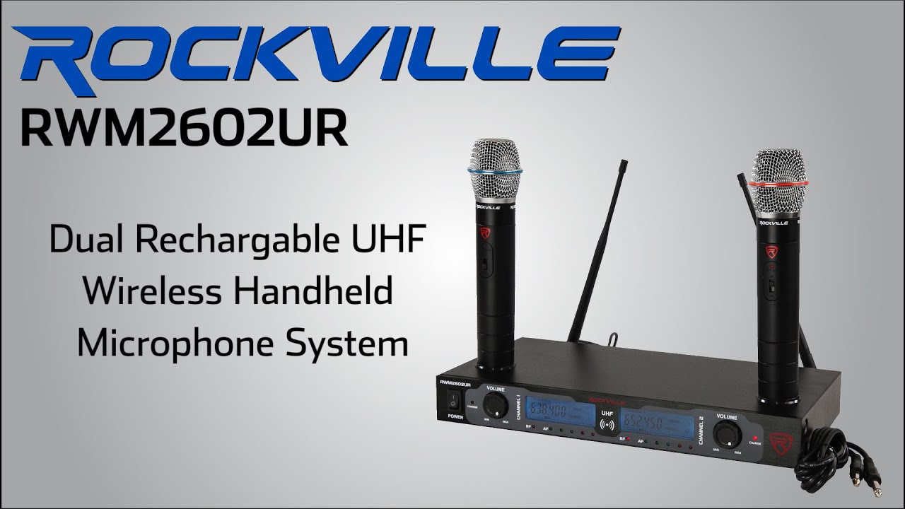 Rockville RWM2602UR Dual Wireless Handheld UHF Rechargeable Headheld Microphone