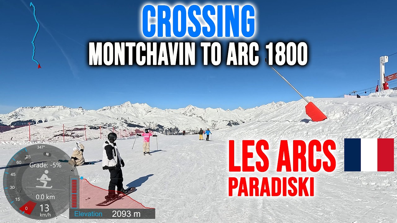 [4K] Skiing Les Arcs, Crossing Montchavin to Arc 1800 (Transarc T&eacute;l&eacute;cabine), France, GoPro HERO13
