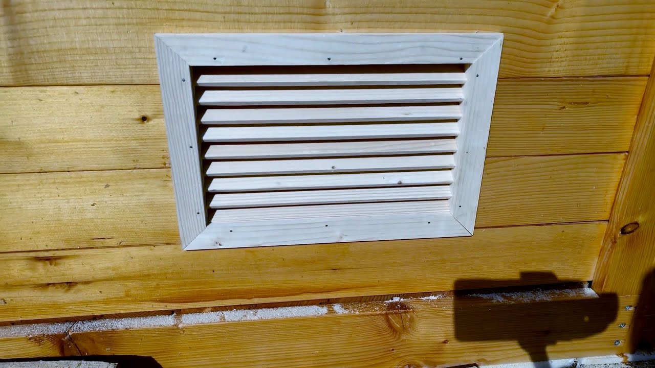 Wooden louvered vent grid