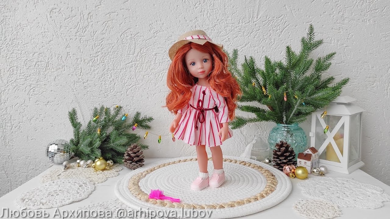 Обзор куклы Любимая подружка 32 см Max&Jessy рыженькая в платье в красную полоску из магазина Кари