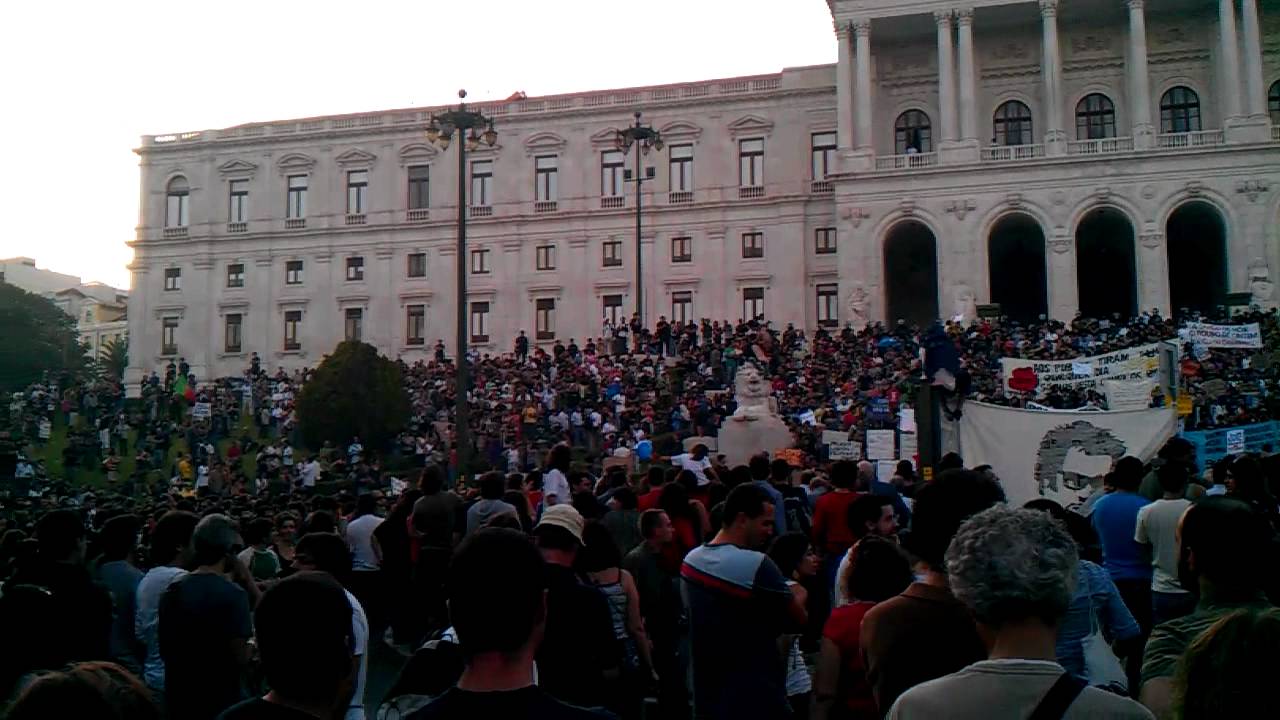 Occupy Lisbon Protest on Parliament Stairs