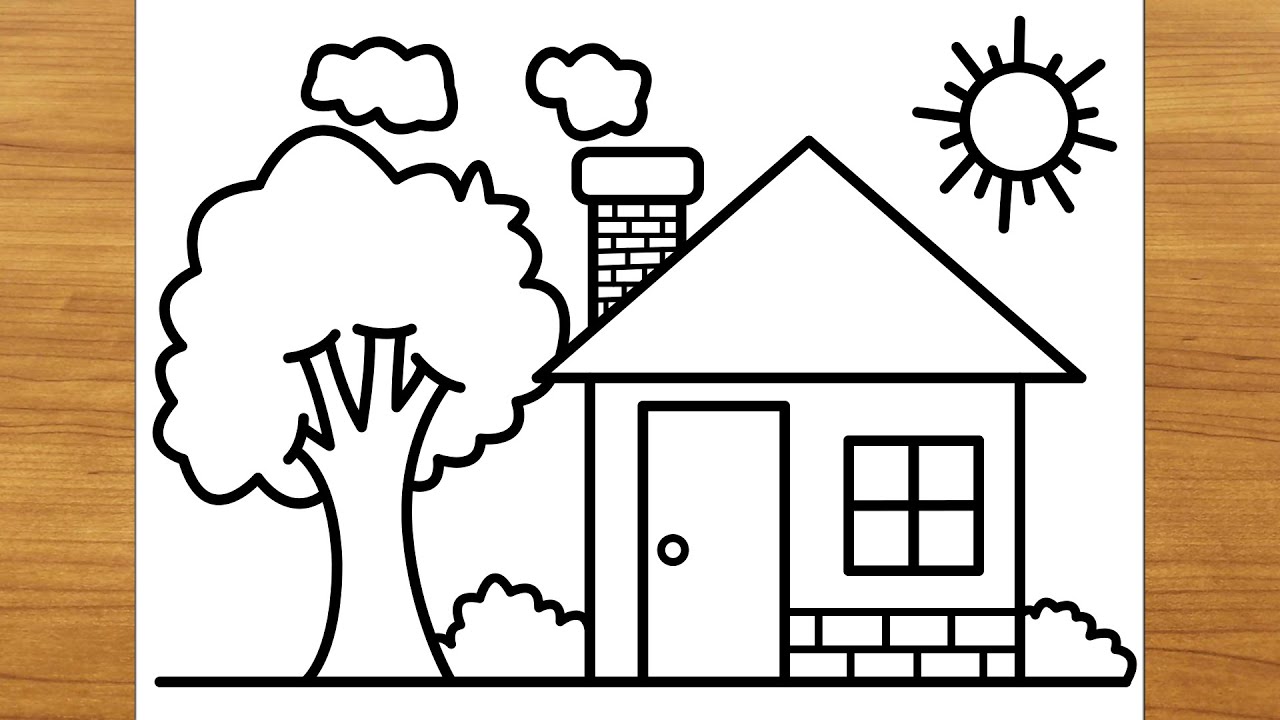 HOW TO DRAW A HOUSE From Shapes VERY EASY x STEP BY STEP DRAWING TUTORIAL