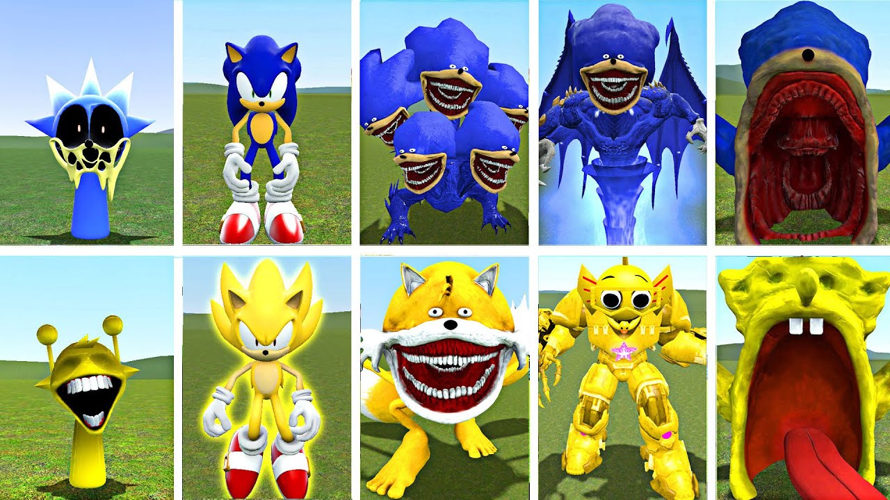 SUPER SONIC GOD vs SHIN SONIC.EXE: Gold vs Blue Evolution Battle (Garry's Mod)