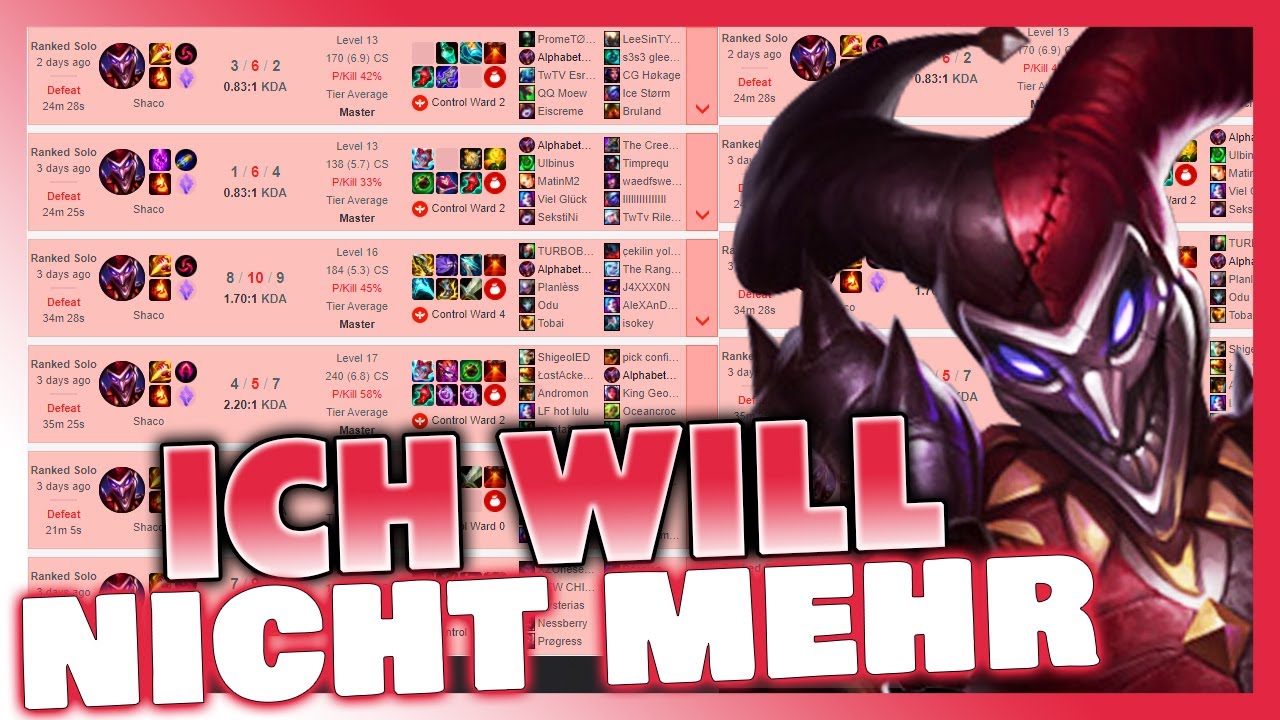 ICH RASTE AUS 10 Games SHACO | Noway4u Highlights LoL