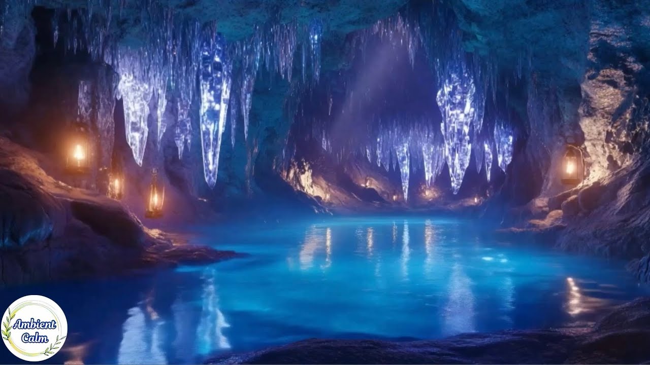 🌌 Crystal Cave Ambience 🌊 Water Lapping & Echoes