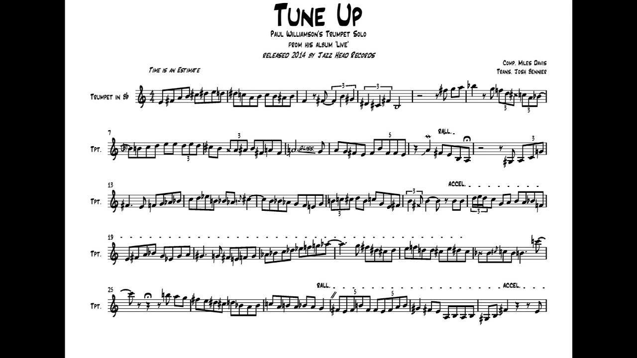 Tune Up - Paul Williamson's Trumpet Solo Transcription