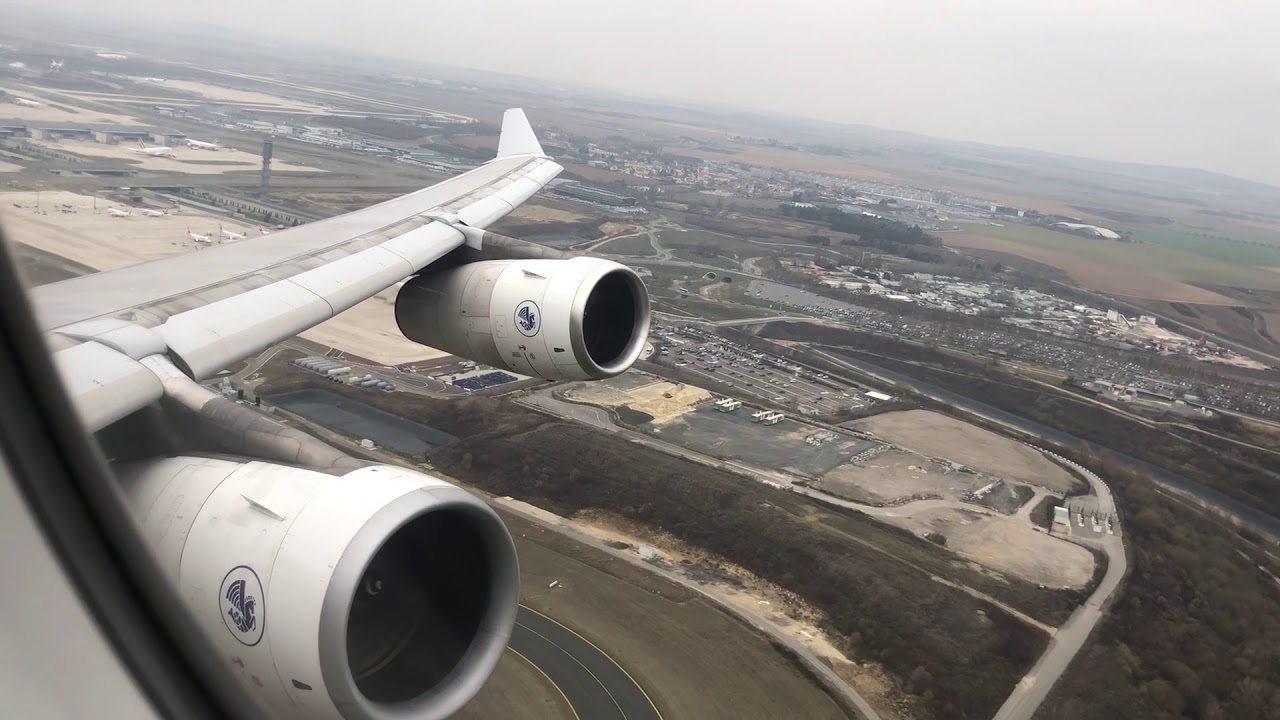 Engine Roar! | Air France A340-300 F-GLZU Take-Off Paris CDG