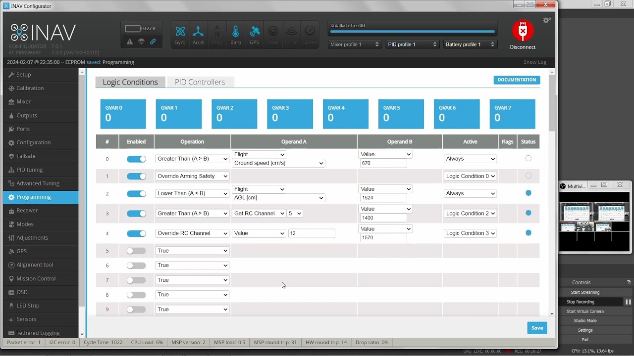 INAV: Programming Tab