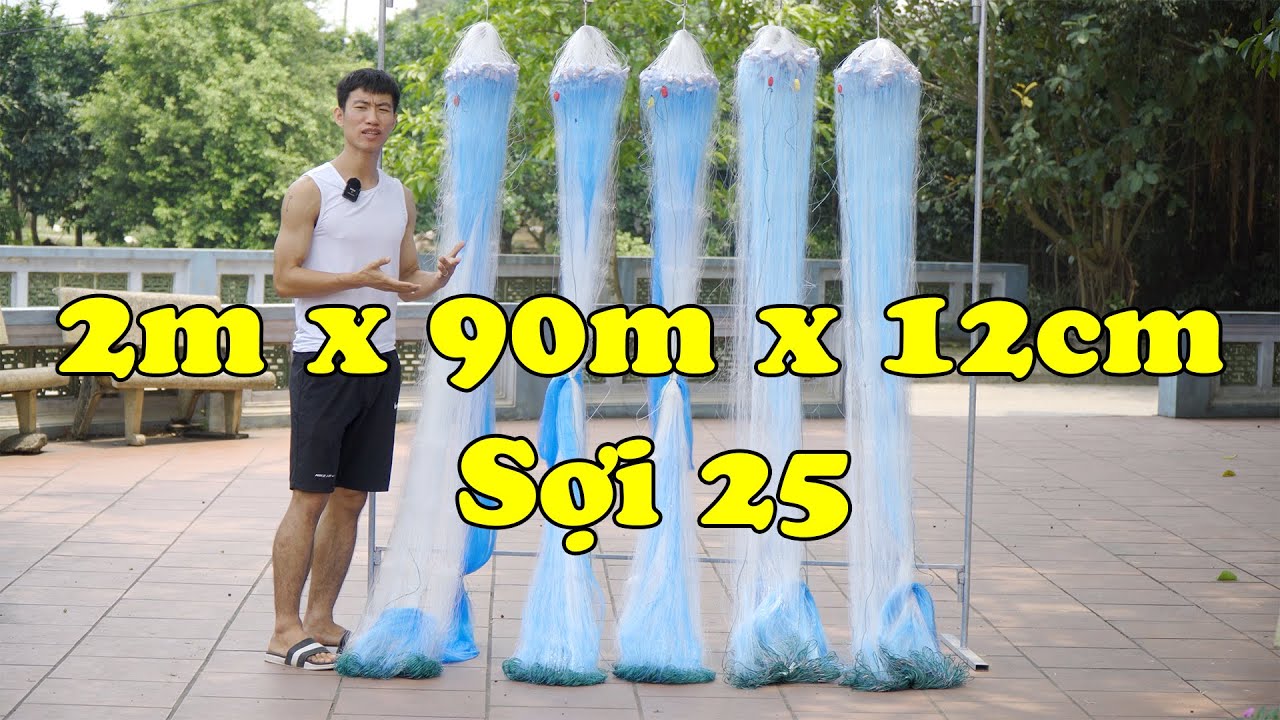 Lưới Đ&aacute;nh C&aacute; 1kg - 10kg | Cao 2m x 90m x 12cm Sợi 25 #600k || luoi danh ca a trung