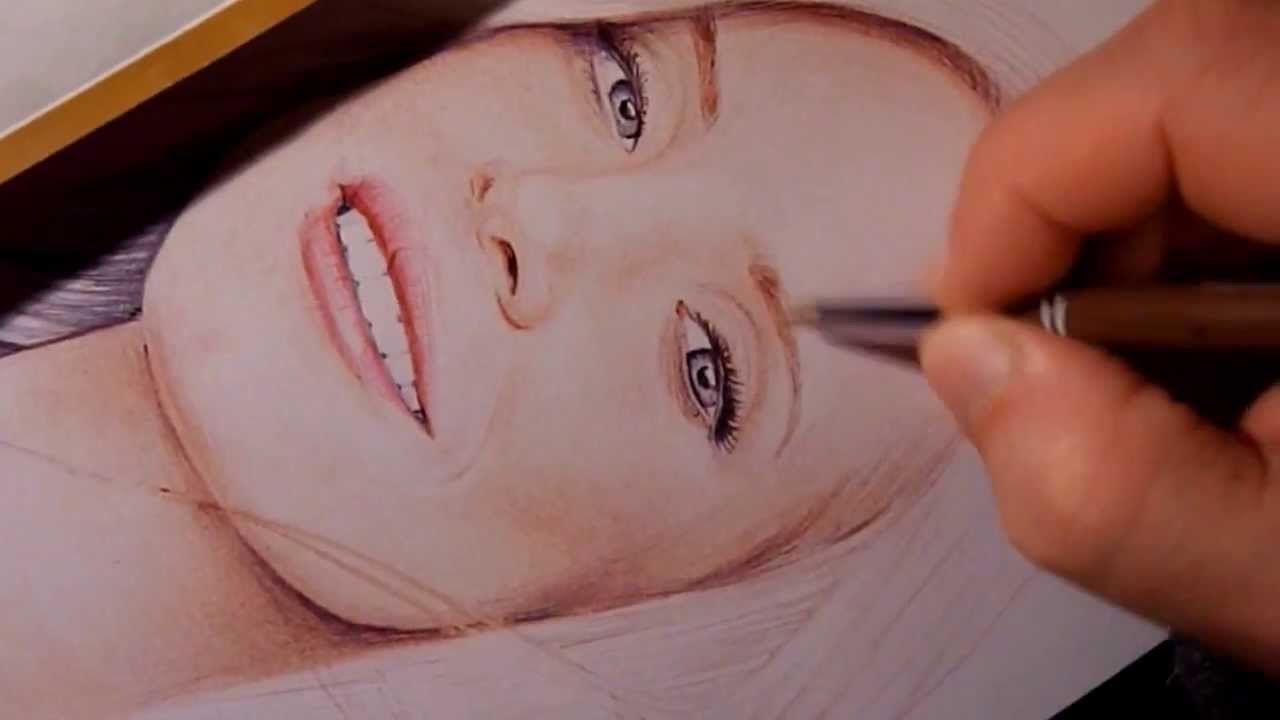 Jessica Chastain with colored ballpoint pen by Allan Barbeau