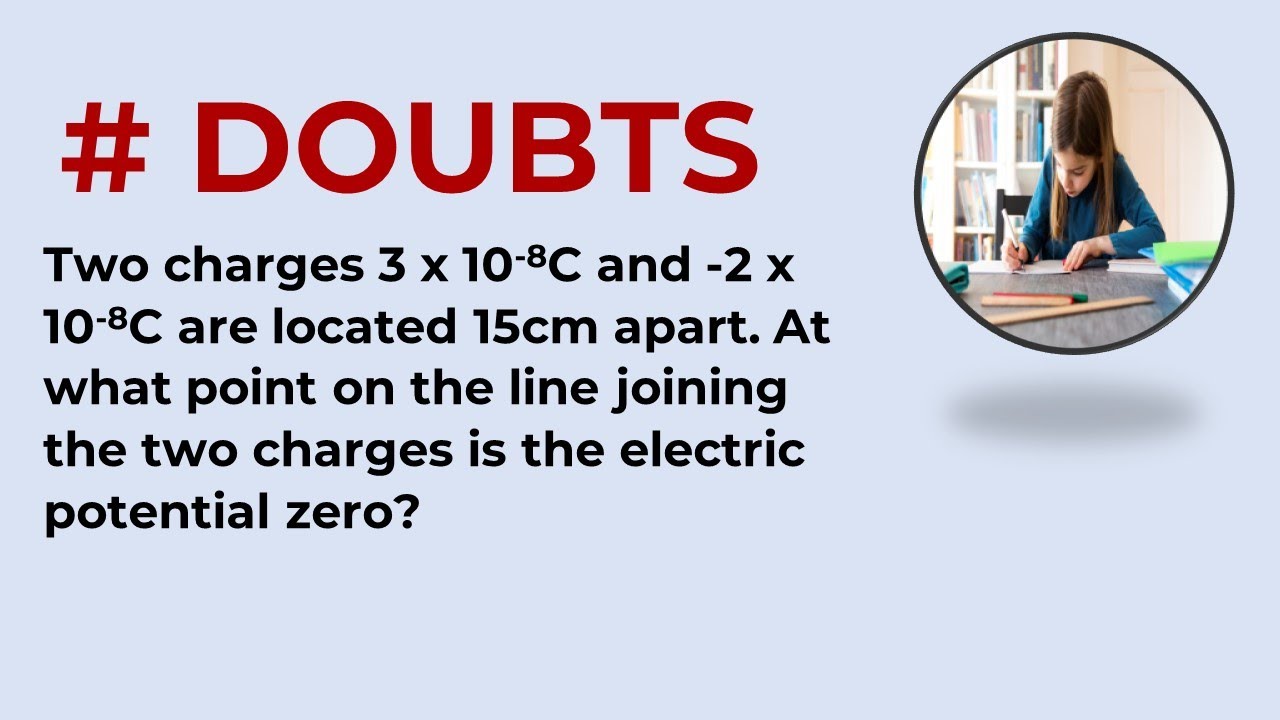 Two charges 3 x 10-8C and -2 x 10-8C are located 15cm apart. At what point on the line joining the