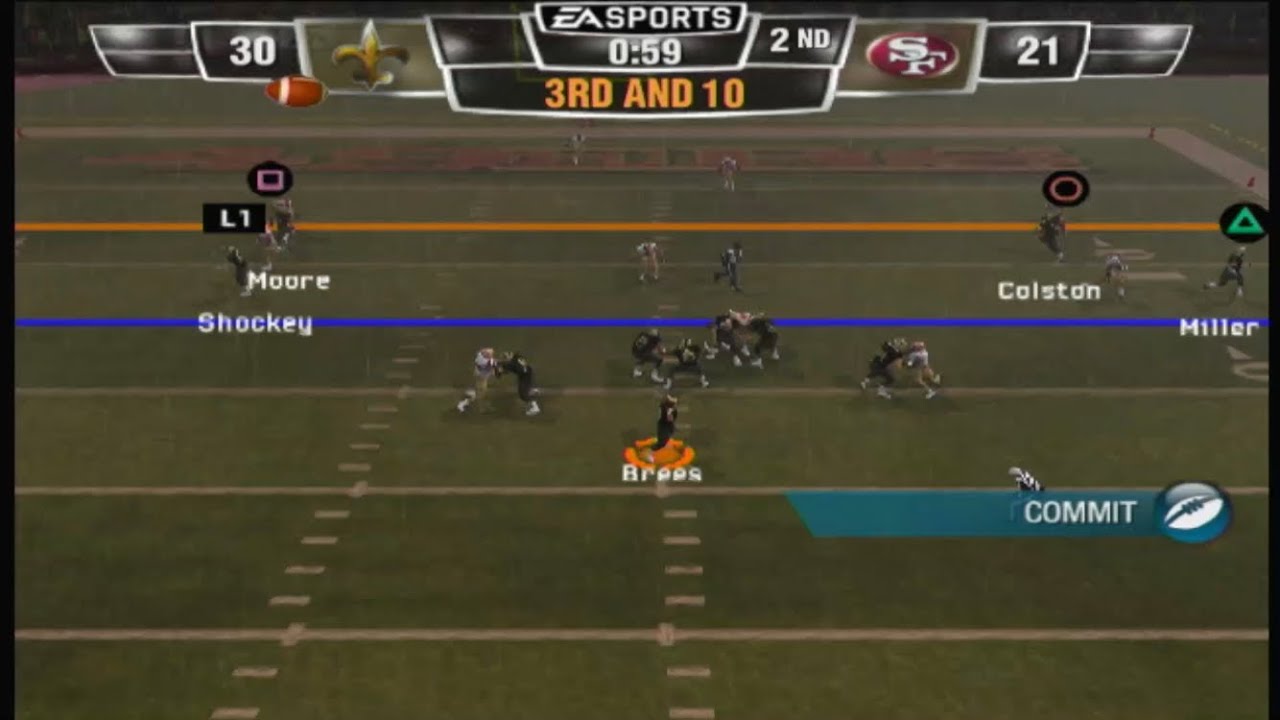 Madden NFL 10 (PS2) saints vs 49ers (in rain)