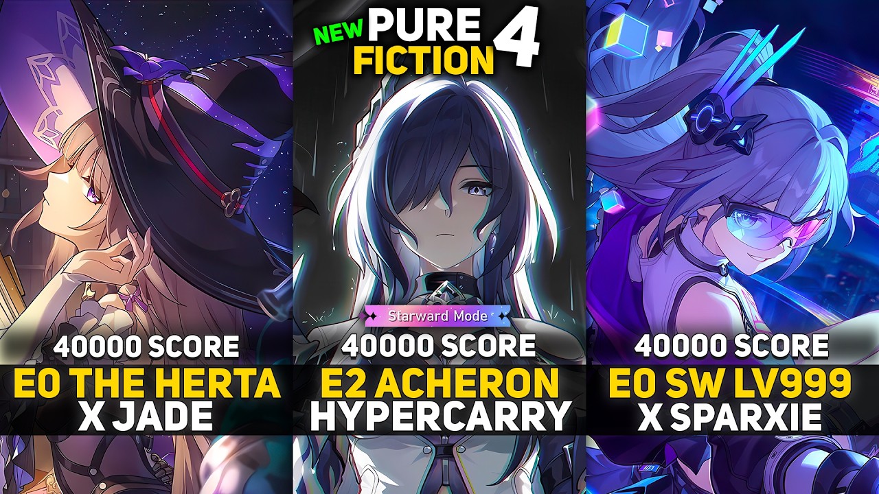 NEW Pure Fiction 4 Starward Mode | E0 The Herta x Jade & E2 Acheron & E0 Silver Wolf LV999 | HSR 4.3