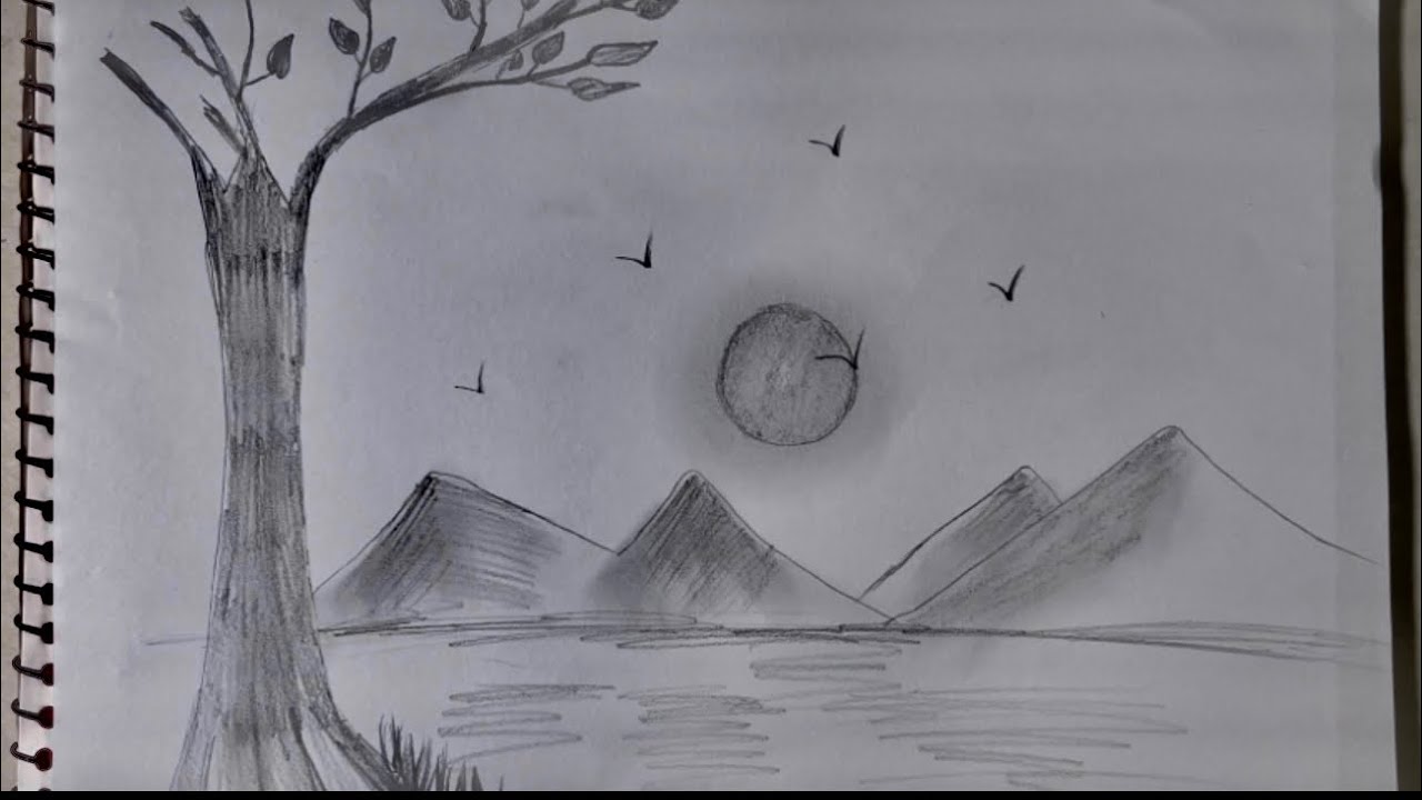 Easy scenery sketch | Pencil drawing | easy tutorial 