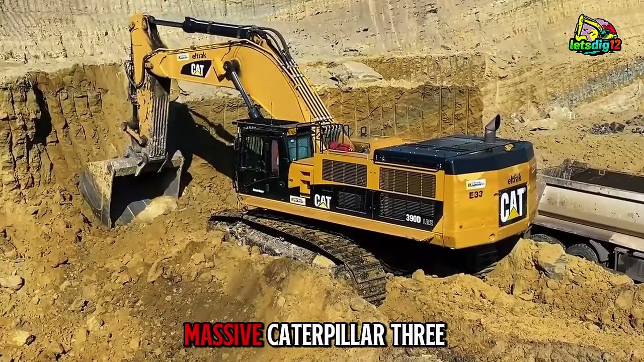 Massive Caterpillar 390D Excavator | Two-Pass Loading Mercedes and MAN Trucks