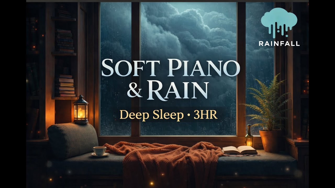 Soft Piano & Rain in the Sky Library ☁️ Deep Sleep Ambience (3 Hours)