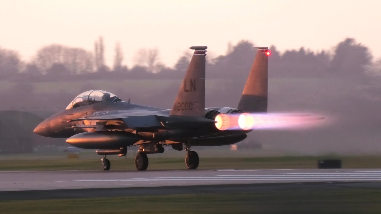 Awesome Afterburners as USAF Fighter Jets Depart RAF Lakenheath