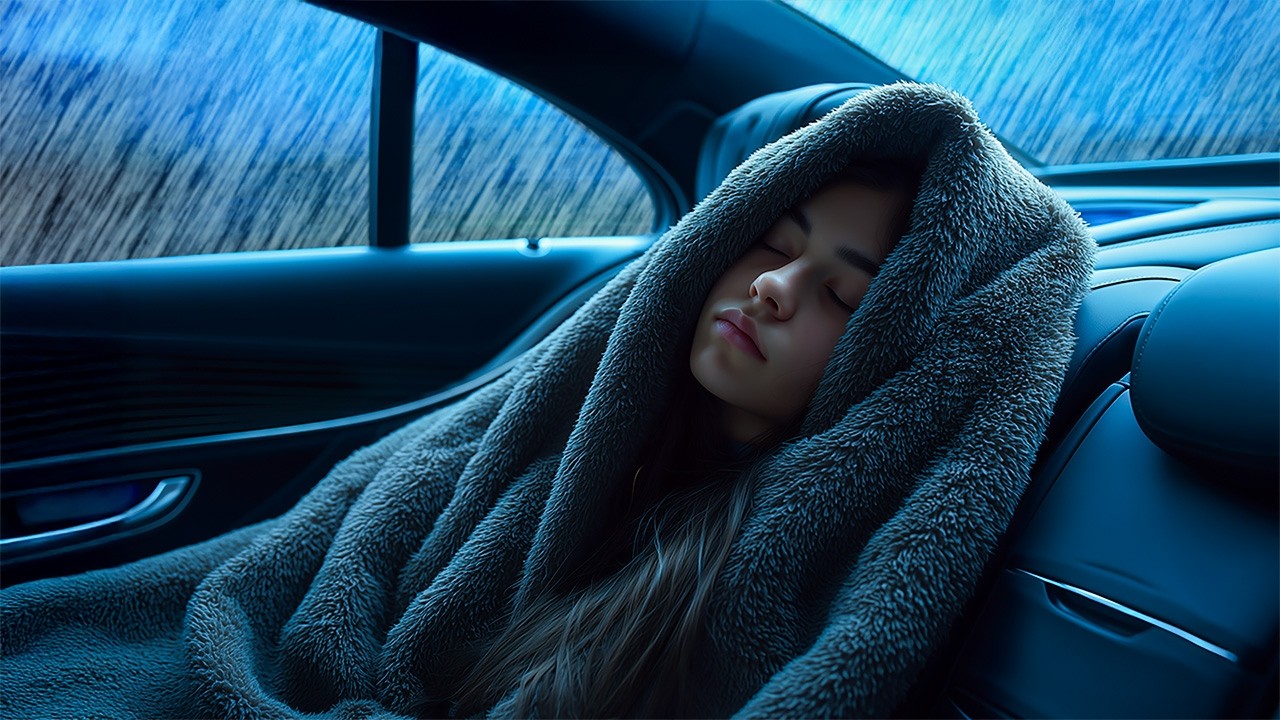 Nice Rain in Car at Night | Heavy Raindrops for Sleep, Deep Focus, Relaxing Ambience and Quiet Calm