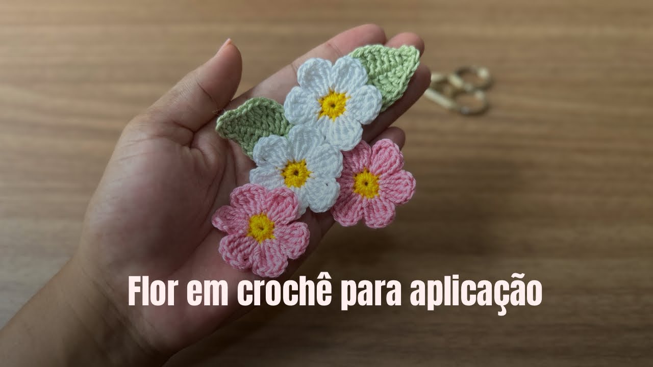 Flor em crochê para aplicação - Delicada e super fácil de fazer - Sousplat de crochê