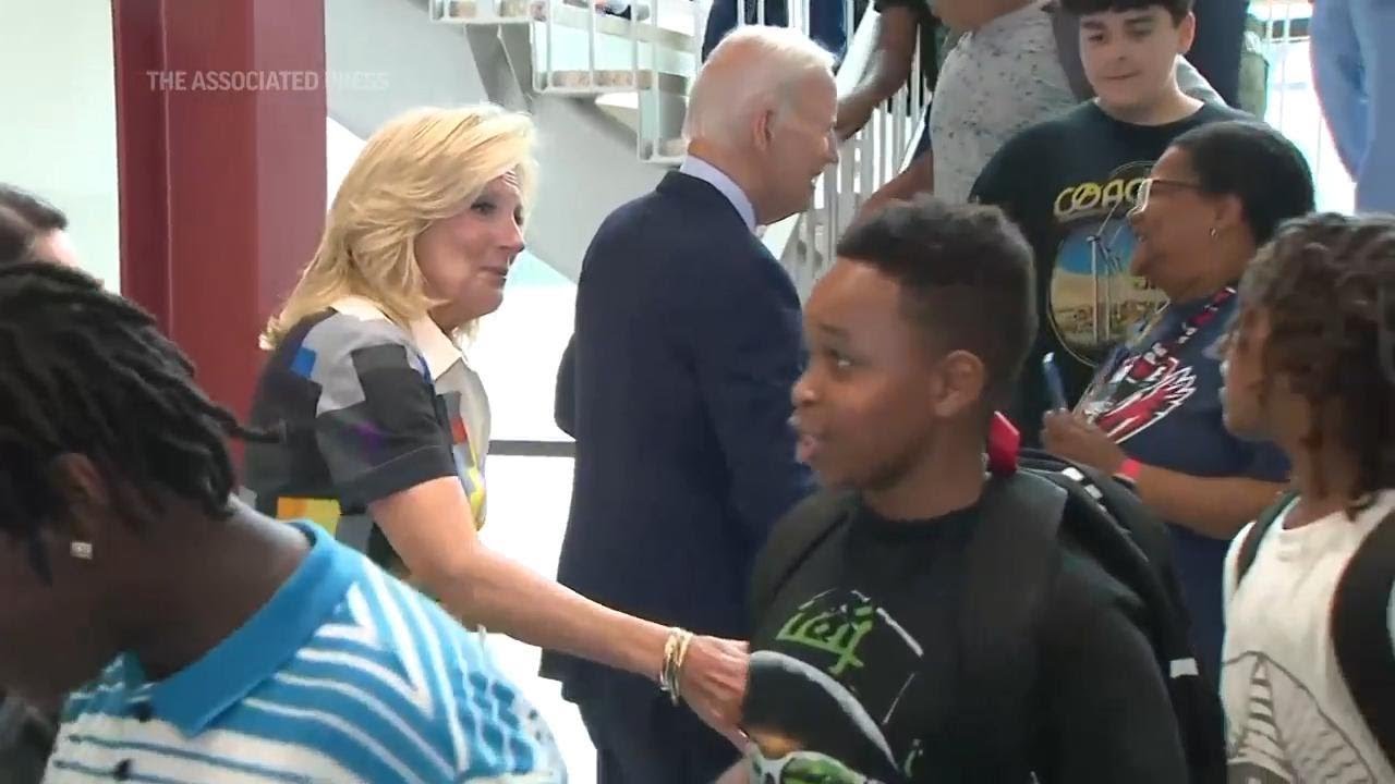 First couple visits DC public middle school to welcome back students