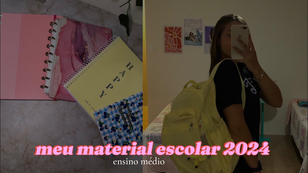 Meu material escolar 2024 | ensino médio, escola nova, mochila e estojo novos da kipling