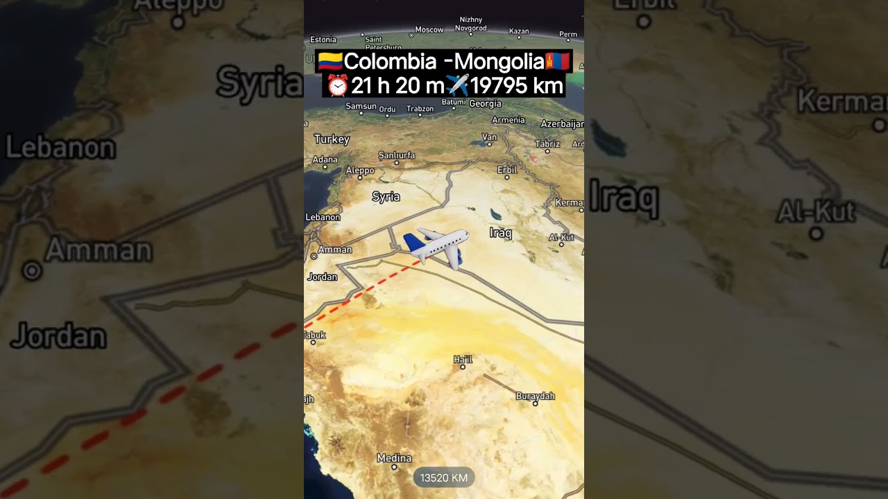 🇨🇴Colombia To Mongolia🇲🇳 Flight Route -Air india✈️ #aviation #travel #flight #colombia #mongolia