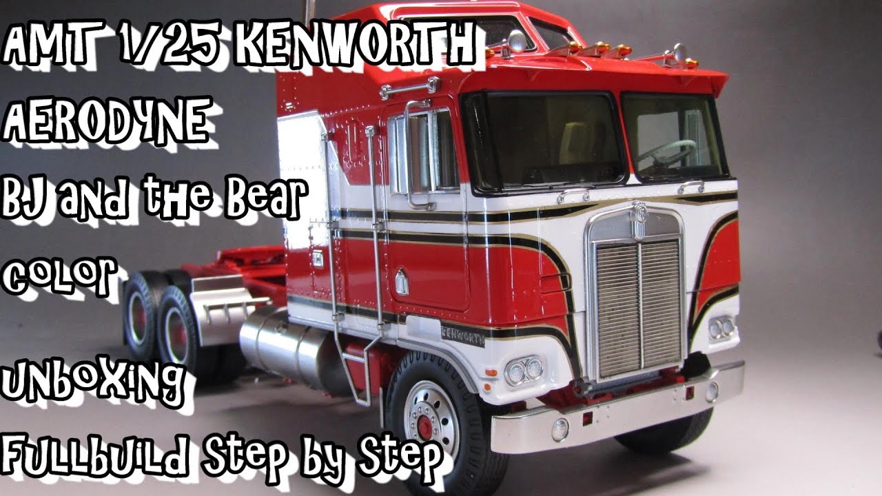 Scale Plastic Model AMT 1/25 KENWORTH AERODYNE BJ and the Bear color unboxing fullbuild