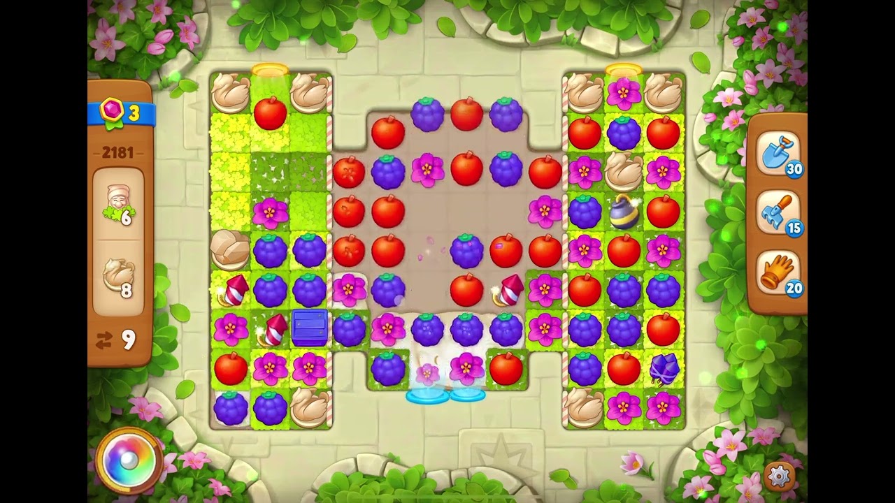GardenScapes Level 2181 no boosters (16 moves)