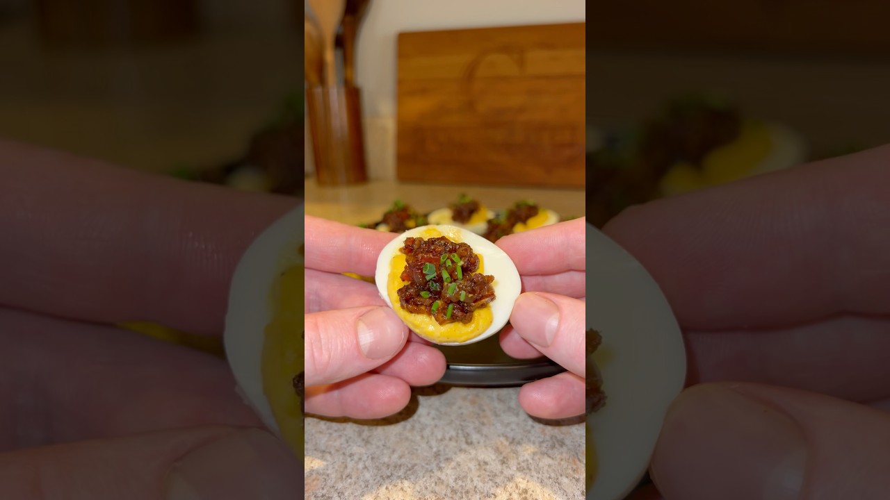 Maple Bacon Jam Deviled Eggs