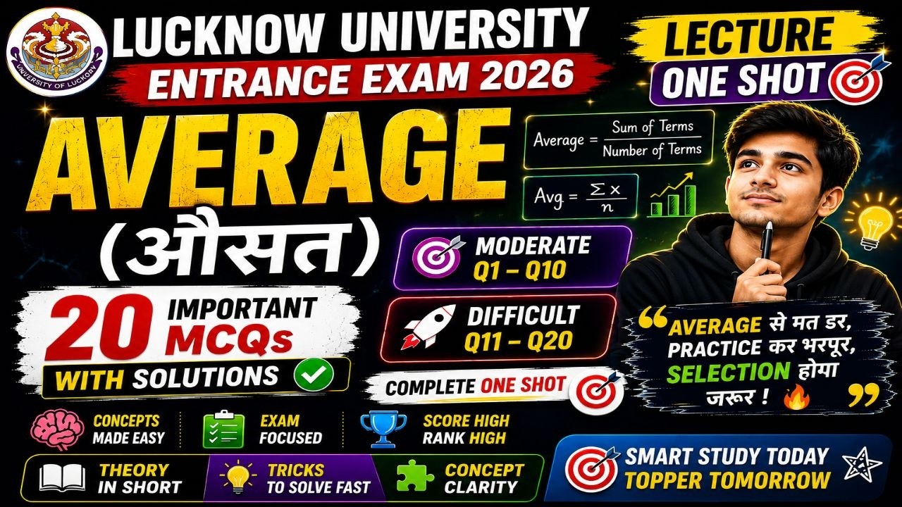 Average Lucknow University Entrance Exam 2026 | General Maths  (BA LLB, BBA, BCA, MBA,)