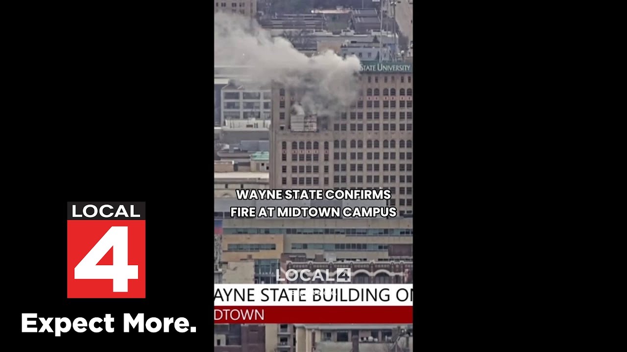 Massive fire burning at building on Wayne State University campus